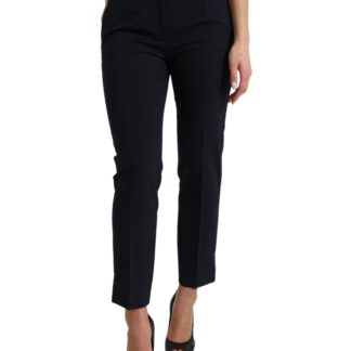 Dolce & Gabbana Chic High Waist Straight Pants with Logo Print