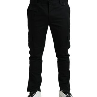 Dolce & Gabbana Elegant Black Cotton Joggers with Logo Embroidery