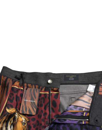 Dolce & Gabbana Multicolor Tiger Print Loose Denim Jeans