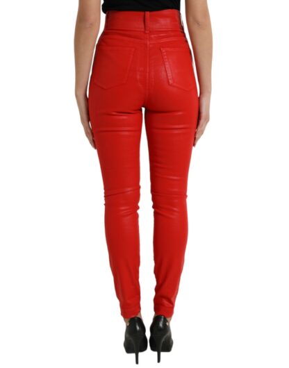 Dolce & Gabbana Elegant High-Waist Stretch Denim in Red