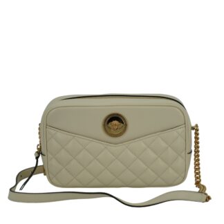 Versace Elegant White Lamb Leather Crossbody Pouch