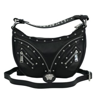 Versace Elegant Half Moon Leather Shoulder Bag