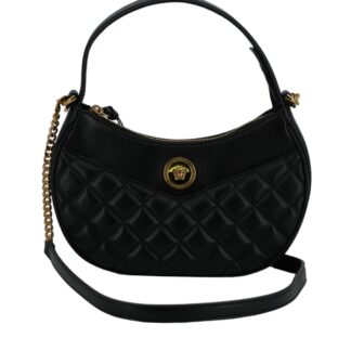 Versace Elegant Black Mini Hobo Shoulder Bag