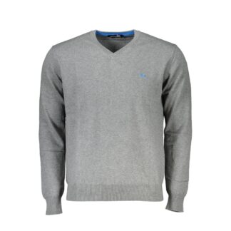 Harmont & Blaine V-Neck Embroidered Blue Sweater