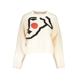 Desigual Chic Contrast V-Neck Sweater with Logo Detail