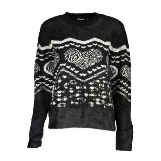 Desigual Chic Contrast V-Neck Sweater with Logo Detail