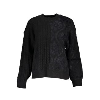 Desigual Elegant High Neck Contrast Sweater