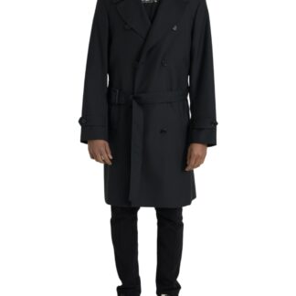 Dolce & Gabbana Black Single Breasted Trench Coat Jacket