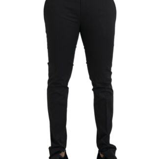 Dolce & Gabbana Black Wool Silk Skinny Dress Pants