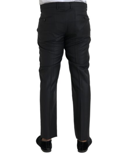 Dolce & Gabbana Black Wool Silk Skinny Dress Pants