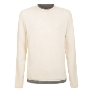 Fred Mello Elegant Long Sleeve Cotton Sweater with Contrast Edges