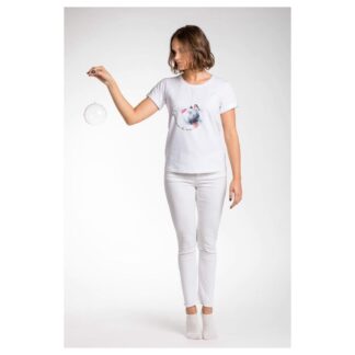 A.Tratti Elegant White Stretch Viscose Tee