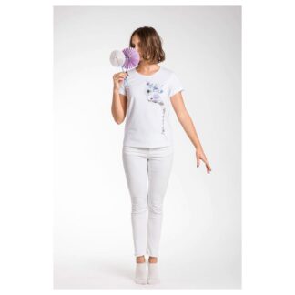 A.Tratti Chic White Stretch Viscose Tee