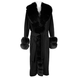 Made in Italy Elegant Wool Coat with Luxurious Fox Fur Trim