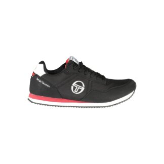 Sergio Tacchini Elegant Black Embroidered Sneakers with Laces