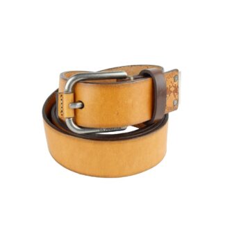 GF Ferre Elegant Leather Fashion Belt with Engraved Buckle