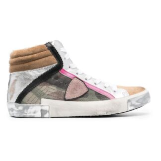 Philippe Model Chic Army Suede-Trimmed Fabric Sneakers