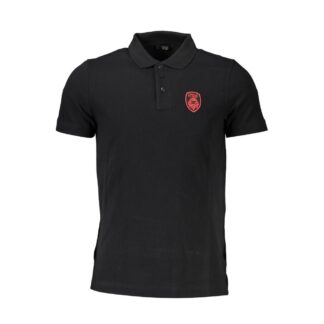 Cavalli Class Black Cotton Mens Polo Shirt