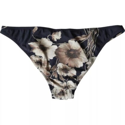 Dolce & Gabbana Black Floral Print Swimwear Beachwear Bottom Bikini