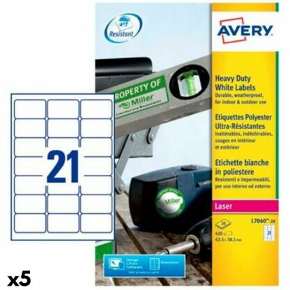 Ετικέτες για Εκτυπωτή Avery Λευκό 20 Φύλλα 63,5 x 38,1 mm (5 Μονάδες)