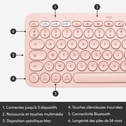 Πληκτρολόγιο Logitech K380 γαλλικά Ροζ AZERTY