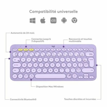 Πληκτρολόγιο Logitech K380 AZERTY γαλλικά Λιλά