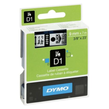 Πλαστικοποιημένη Ταινία για Στυλό Dymo D1 40910 9 mm LabelManager™ Διαφανές Μαύρο (5 Μονάδες)