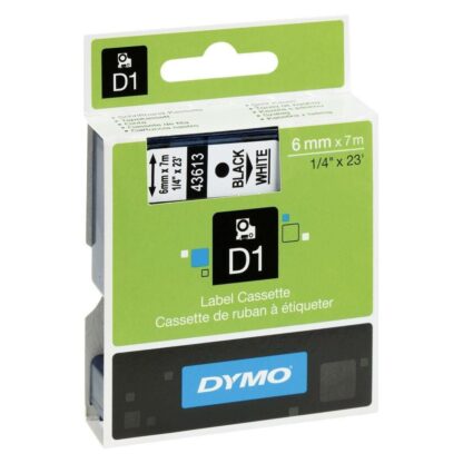 Πλαστικοποιημένη Ταινία για Στυλό Dymo D1 43613 6 mm LabelManager™ Λευκό Μαύρο (5 Μονάδες)