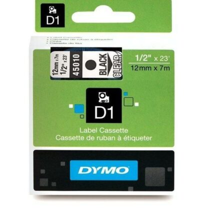 Πλαστικοποιημένη Ταινία για Στυλό Dymo D1 45010 12 mm LabelManager™ Διαφανές Μαύρο (5 Μονάδες)