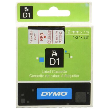 Πλαστικοποιημένη Ταινία για Στυλό Dymo D1 45012 12 mm LabelManager™ Διαφανές Κόκκινο Μαύρο (5 Μονάδες)