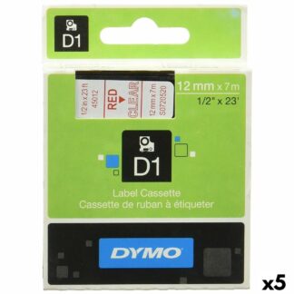 Πλαστικοποιημένη Ταινία για Στυλό Dymo D1 45010 12 mm LabelManager™ Διαφανές Μαύρο (5 Μονάδες)