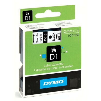 Πλαστικοποιημένη Ταινία για Στυλό Dymo D1 45013 12 mm LabelManager™ Λευκό Μαύρο (5 Μονάδες)