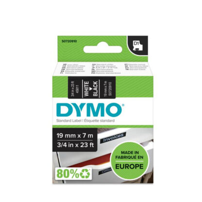 Πλαστικοποιημένη Ταινία για Στυλό Dymo D1 45811 LabelManager™ Λευκό Μαύρο (5 Μονάδες)