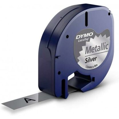 Πλαστικοποιημένη Ταινία για Στυλό Dymo 91208 LetraTag® Μαύρο Ασημί 12 mm (x10)