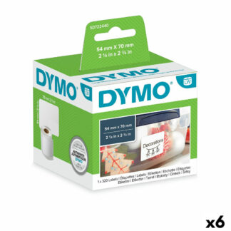 Ετικέτες για Εκτυπωτή Dymo 500 Τεμάχια 25 x 54 mm Λευκό Μαύρο (x6)