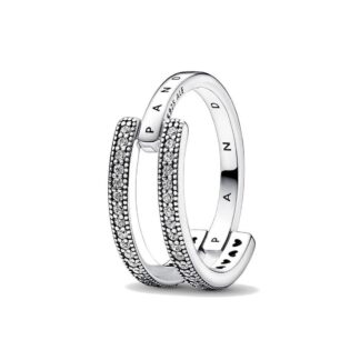 Γυναικεία Δαχτυλίδια Pandora SIGNATURE LOGO & PAVE DOUBLE BAND - RING - SIZE 56