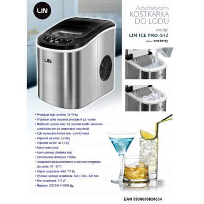 Μηχανή Πάγου Lin ICE PRO-S12 Ασημί 112 W 2,2 L