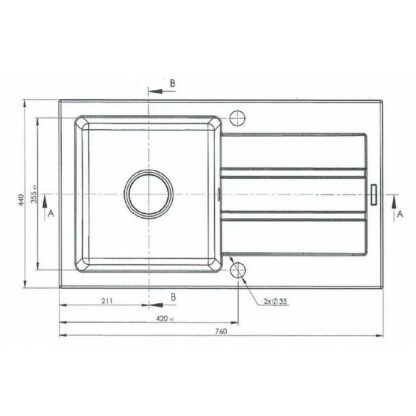 Νεροχύτη με Ένα Κύπελλο Maidsinks 76 x 44 cm Γκρι