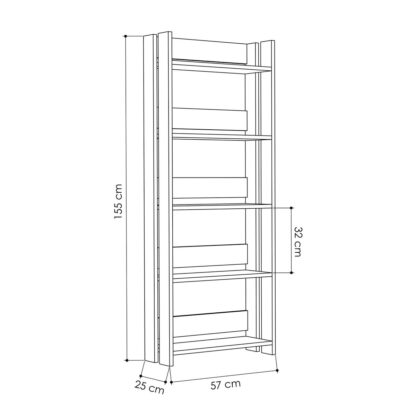 Βιβλιοπωλείο Alexandra House Living Λευκό Ξύλο MDP 57 x 155 x 25 cm 5 Ράφια