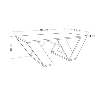 Τραπεζάκι Καφέ Alexandra House Living Diagonal Eik Ξύλο MDP 110 x 40 x 60 cm