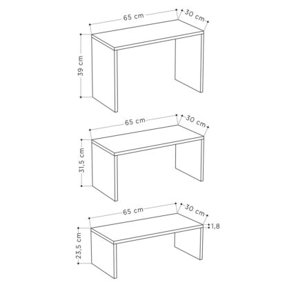 Σετ με 3 τραπέζια Alexandra House Living Λευκό Ξύλο MDP 32 x 65 x 30 cm 24 x 65 x 30 cm 39 x 65 x 30 cm