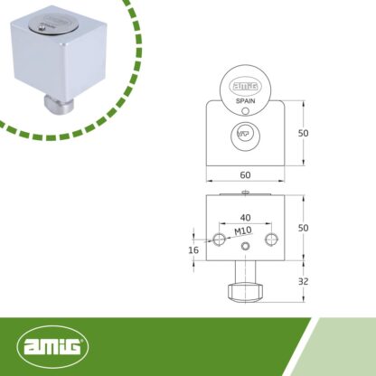 Κλείδωμα AMIG A24542-670 Ορείχαλκος Chrome 6 x 5 cm Παντζούρι Aνώτερο