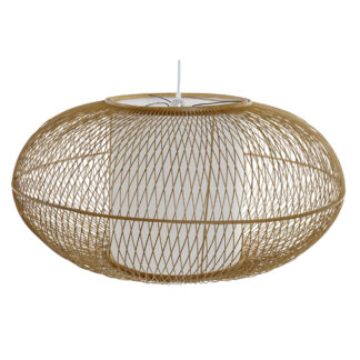 Φωτιστικό Οροφής DKD Home Decor Κρεμ Φυσικό Bamboo 50 W 47 x 47 x 64 cm