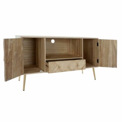 Έπιπλο Τηλεόρασης Home Decor 118 x 40 x 65 cm Μέταλλο Ανοιχτό καφέ Ξυλο παουλόβνια Τζίντζερ