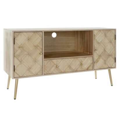 Έπιπλο Τηλεόρασης Home Decor 118 x 40 x 65 cm Μέταλλο Ανοιχτό καφέ Ξυλο παουλόβνια Τζίντζερ