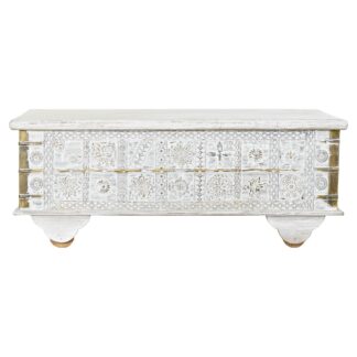 Βοηθητικό Τραπέζι DKD Home Decor 8424001820115 75 x 75 x 50 cm Χρυσό Μέταλλο Λευκό Ξύλο από Μάνγκο (75 x 75 x 50 cm)