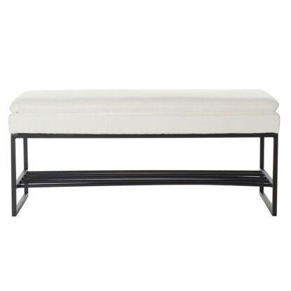 Foot-of-bed Bench DKD Home Decor Μαύρο Μπεζ Σίδερο 80,5 x 36 x 35,5 cm