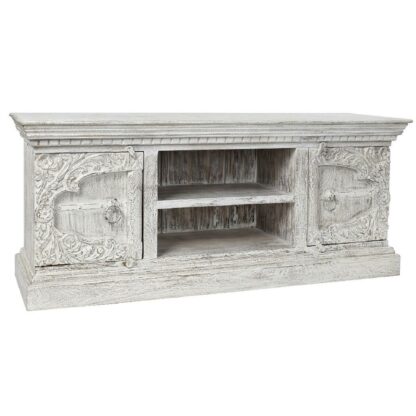 Έπιπλο Τηλεόρασης Home Decor 8424001858347 Μέταλλο Λευκό Ξύλο από Μάνγκο 160 x 40 x 65 cm