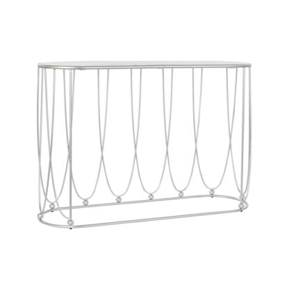 Κονσόλα DKD Home Decor Ασημί Μέταλλο Λευκό Μάρμαρο 115 x 35 x 78 cm