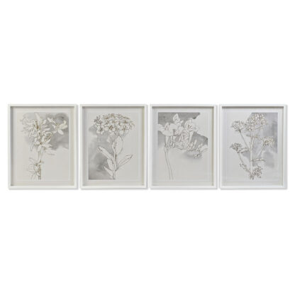 Πίνακας DKD Home Decor 55 x 2,5 x 70 cm Blomster Ρομαντικό (4 Τεμάχια)